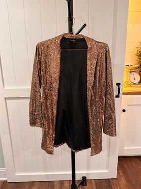 HAODUOYI Rose Gold Sequin Open-Front Blazer